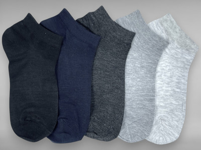 Piea Unisex Solid Ankle Length(Pack of 5)