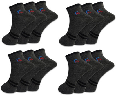 FeetMotion Men Self Design Ankle Length(Pack of 12)