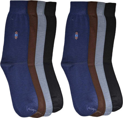 VAPINDIA Men Solid Mid-Calf/Crew(Pack of 8)