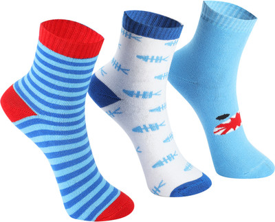 PRIMESOX MOVE ON Boys Printed Mid-Calf/Crew(Pack of 3)