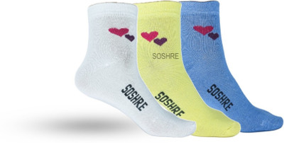 SOSHRE Women Solid Mid-Calf/Crew(Pack of 3)