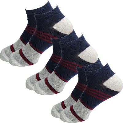 Cozysox Men Striped, Color Block Ankle Length(Pack of 3)