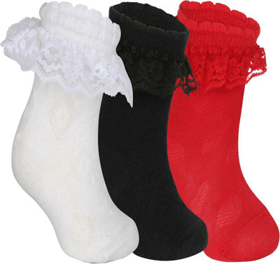 Supersox Baby Girls Solid Ankle Length(Pack of 3)