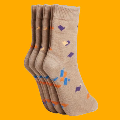 Naosucura Women Graphic Print Mid-Calf/Crew(Pack of 4)