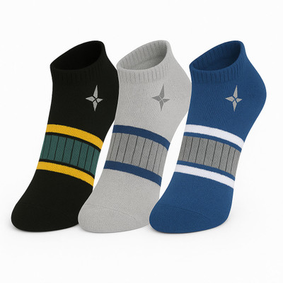 RECKZOZ Men Striped Ankle Length(Pack of 3)