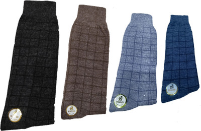 VAPINDIA Men Woven Mid-Calf/Crew(Pack of 4)