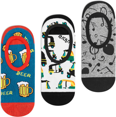 Dynamocks Men & Women Printed Peds/Footie/No-Show(Pack of 3)
