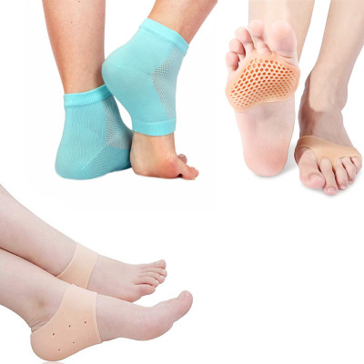 GOLDINKS Heel Repair Socks with Silicone, Pack of 3(Free Size, Beige)