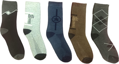 Kalra Hosiery Men Printed Mid-Calf/Crew(Pack of 5)