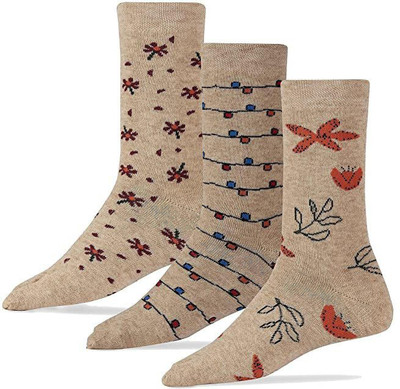 VAPINDIA Women Self Design, Graphic Print, Printed Mid-Calf/Crew(Pack of 3)