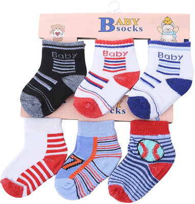 PIBU Baby Boys & Baby Girls Self Design Ankle Length(Pack of 6)