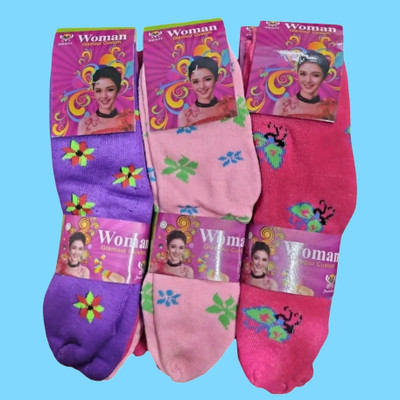 Naosucura Women Floral Print Mid-Calf/Crew(Pack of 3)