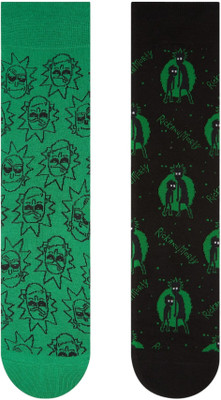 SOCKSXPRESS Rick & Morty Men Printed Mid-Calf/Crew(Pack of 2)