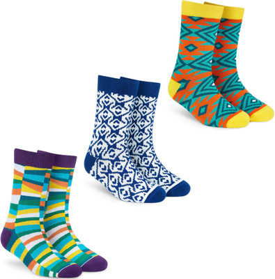 Dynamocks Men & Women Printed Mid-Calf/Crew(Pack of 3)