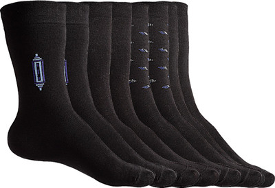 Texlon Men Solid Mid-Calf/Crew(Pack of 5)