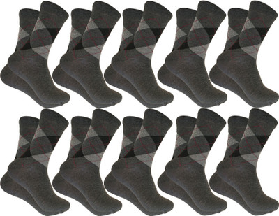 Cozyway Men Printed Mid-Calf/Crew(Pack of 10)