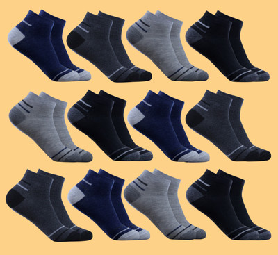 krijo Men Self Design, Solid Ankle Length(Pack of 12)