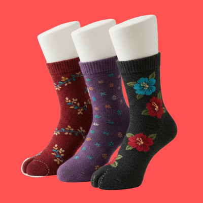 Naosucura Women Floral Print Mid-Calf/Crew(Pack of 3)