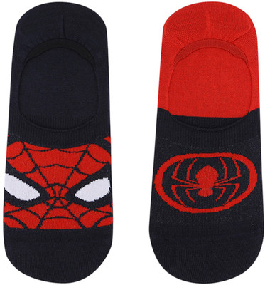 SOCKSXPRESS Disney Spiderman Men Self Design Peds/Footie/No-Show(Pack of 2)