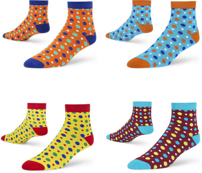 Dynamocks Unisex Printed Ankle Length(Pack of 4)