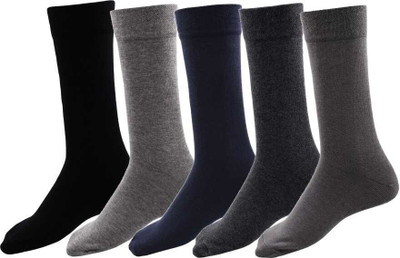 VAPINDIA Men Solid Mid-Calf/Crew(Pack of 5)