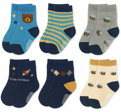 Cuteably Baby Boys & Baby Girls Animal Print Ankle Length(Pack of 6)