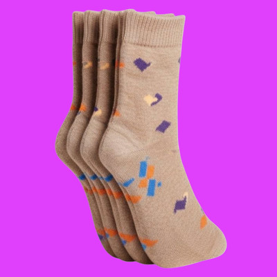 Naosucura Women Graphic Print Mid-Calf/Crew(Pack of 4)