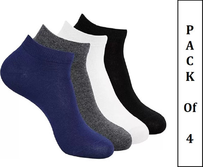 FATON Men Woven, Solid Ankle Length(Pack of 4)