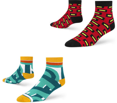Dynamocks Unisex Printed Ankle Length(Pack of 2)