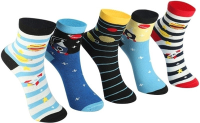 PRIMESOX MOVE ON Boys Printed Mid-Calf/Crew(Pack of 5)