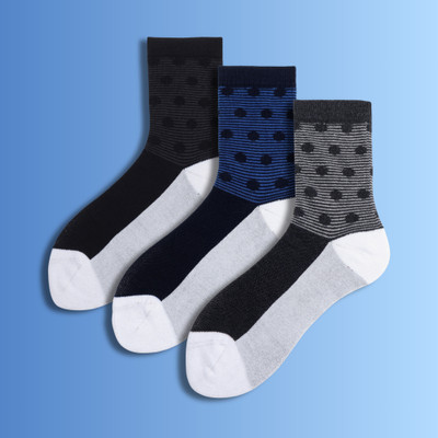 Soxytoes Men & Women Striped Mid-Calf/Crew(Pack of 3)