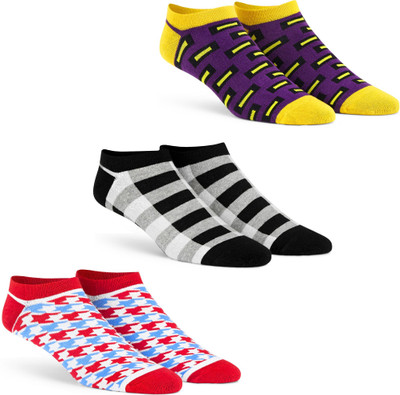 Dynamocks Unisex Printed Ankle Length(Pack of 3)