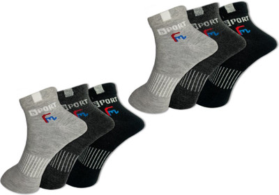 FeetMotion Men Self Design Ankle Length(Pack of 6)