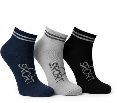 Honze Men Solid, Striped Ankle Length, Low Cut(Pack of 3)