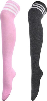 TRAZO Women Striped Knee High(Pack of 2)