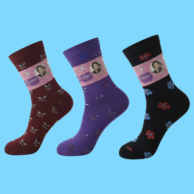 Naosucura Women Woven Mid-Calf/Crew(Pack of 3)