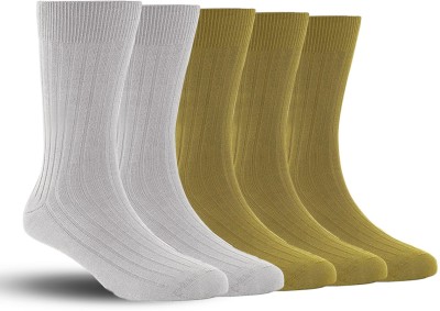 Footprints Men Solid, Striped Calf Length(Pack of 5)