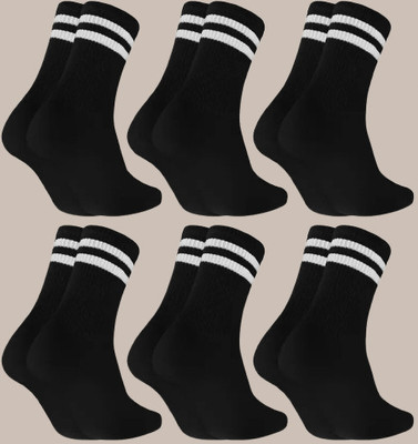 NanoX Men Self Design, Striped Mid-Calf/Crew(Pack of 6)