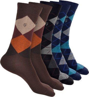 Footprints Men Argyle Calf Length(Pack of 5)