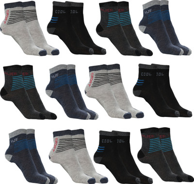 Lavore Men & Women Color Block Ankle Length(Pack of 12)