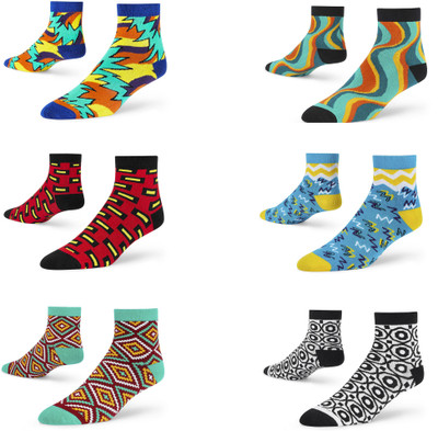 Dynamocks Unisex Printed Ankle Length(Pack of 6)