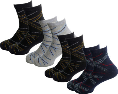 Cozysox Men Self Design, Solid Ankle Length(Pack of 4)