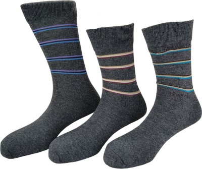 GRACEWAY Men & Women Striped Mid-Calf/Crew(Pack of 3)