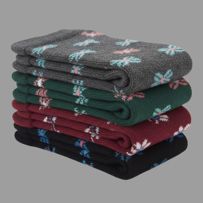 Naosucura Women Self Design Mid-Calf/Crew(Pack of 4)