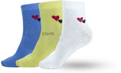 SOSHRE Women Solid Mid-Calf/Crew(Pack of 3)