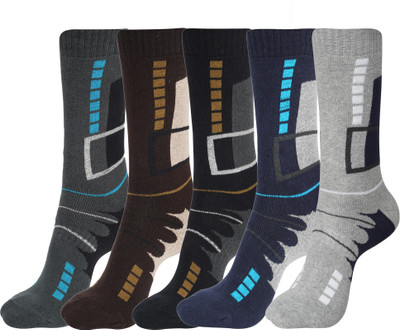 DOUBLE SEVEN Men Printed Mid-Calf/Crew(Pack of 5)