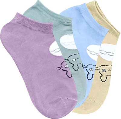 Nicsy Women Printed Low Cut, Ankle Length, Peds/Footie/No-Show(Pack of 4)