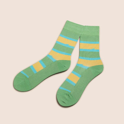 KNITSUNAPPAREL Premium Cotton Men's Striped Mid-CalfCrew Socks Men Striped Mid-Calf/Crew