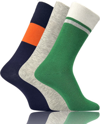 TRAZO Men Woven Mid-Calf/Crew(Pack of 3)