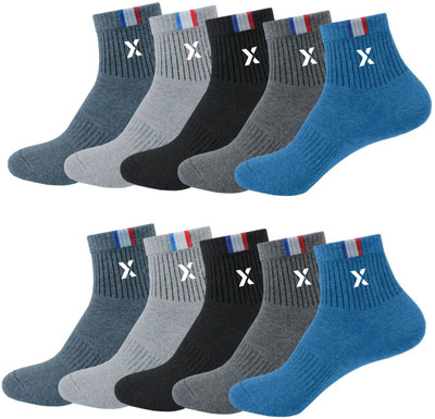 RECKZOZ Men & Women Solid Ankle Length(Pack of 10)